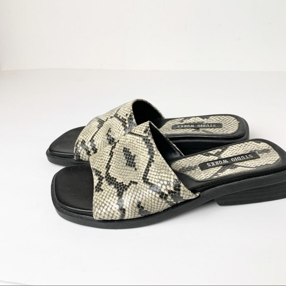 Studio Works Slide On Sandals Python Print Sz 5.5 - image 5